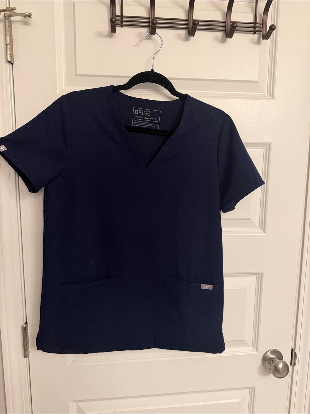 Figs Women's Scrub Top Navy Blue V-Neck